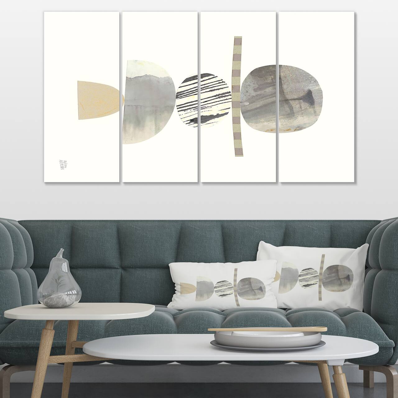 Designart - Geometric Balance Neutral I - Shabby Chic Canvas Art